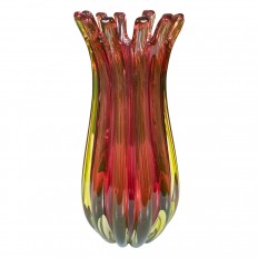 Deep burgundy and amber Murano glass vase